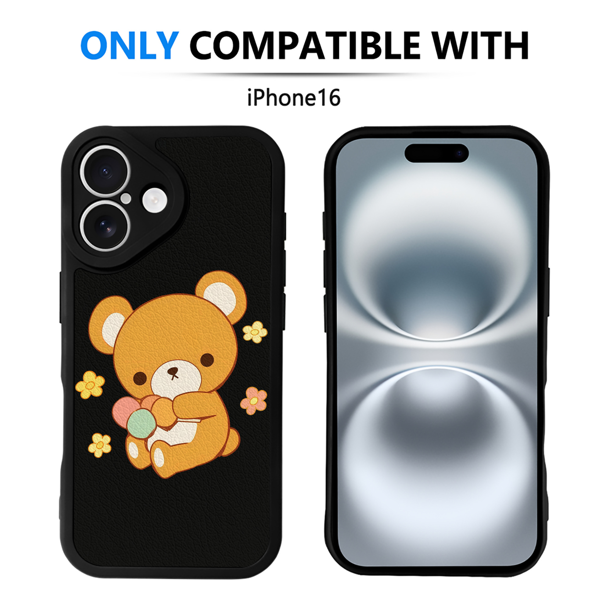 （画像用） リラックマ リラックマ キイロイトリ Rilakkuma Korilakkuma Kiiroitori 【iPhone 16シリーズ対応】シリコンスマホケース（レザー調） 材質：シリコン